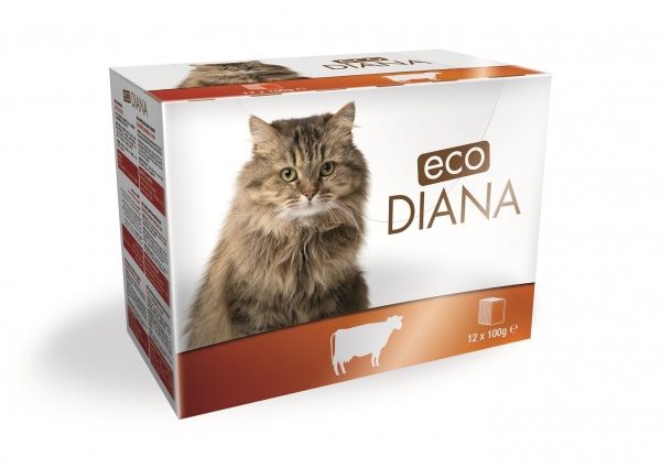 Eco Diana Cat Food Pouches Beef Pieces in Sauce 12 100g Cat