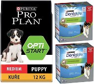 Pro Plan Medium Puppy Optistart kura 12 kg + Dentalife Medium Multipack 16× 69 g - Granule pre šteniatka