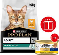 Pro Plan Cat Renal Plus s kuřetem 10 kg + Gourmet Gold paštika s kuřetem 12 x 85 g - Granule pro kočky