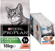 Pro Plan Cat Sterilised losos 10 kg + Pro Plan Cat Housecat Losos kapsička 26 × 85 g - Granule pre mačky