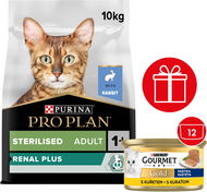 Pro Plan Cat Sterilised Renal Plus s králíkem 10 kg + Gourmet Gold paštika s kuřetem 12 x 85 g - Granule pro kočky