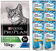 Pro Plan Cat Sterilised zajac 10 kg + Dentalife Cat kura 8× 40 g - Granule pre mačky