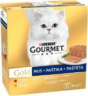 Paštika pro kočky Gourmet Gold Paštiky pro kočky s hovězím, tuňákem, játry a krůtím 8 × 85 g - Paštika pro kočky