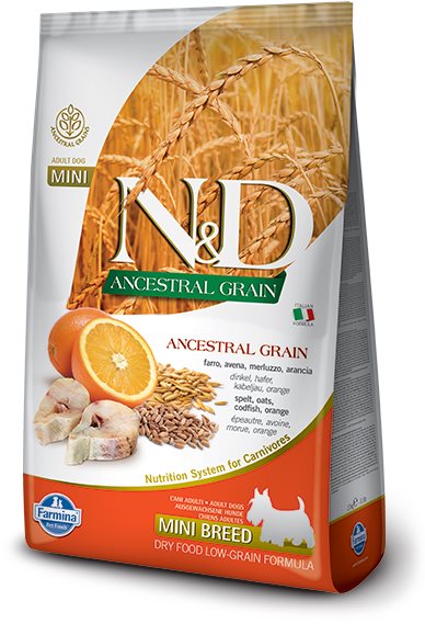 N D Ancestral Grain Dog Adult Mini Codfish Orange 2 5 Kg Dog Kibble Alza.cz