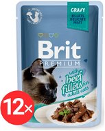 Brit Premium Cat Delicate Fillets in Gravy with Beef 12 × 85 g - Cat Food Pouch