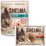 Shelma granule junior 750 g + Shelma filetky výber z mäsa a rýb 4× 85 g - Granule pre mačiatka