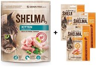 Shelma Junior bezobilné granuly morčacie 750 g + Shelma bezobilné mäsové tyčinky hydinové 3× 15 g - Granule pre mačiatka