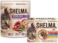 Shelma Sterile bezobilné granuly hovädzie 750 g + Shelma bezobilné dusené filetky výber z mäsa a rýb 12× 85 g 1 - Granule pre mačky