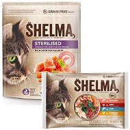 Shelma granule losos 750 g + Shelma filetky výber z mäsa a rýb 4× 85 g - Granule pre mačky