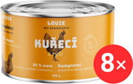 LOUIE Kompletné monoproteínové krmivo – kuracie (95 %) s ryžou (5 %)  8× 200 g - Konzerva pre psov