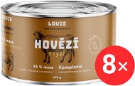 LOUIE Kompletní monoproteinové krmivo - hovězí (95%) s rýží (5%) 8 × 200 g - Konzerva pro psy