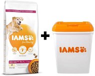 IAMS Dog Senior Large Chicken 12kg + IAMS Dog Food Container 15kg - Pet Food Set