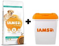 IAMS Dog Adult Weight Control Chicken 12 kg + IAMS Dog nádoba na krmivo 15 kg - Sada krmiva
