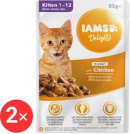 IAMS Delights pro koťata - s kuřecím v omáčce 2 × 85 g - Kapsička pro kočky
