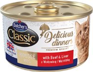 Butcher´s Classic Delicious Dinners  konzerva s hovädzím mäsom a pečeňou 85 g - Konzerva pre mačky