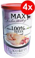 MAX deluxe 3/4 kurčaťa s hydinovými žalúdkami 1200 g, 4 ks - Konzerva pre psov