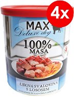 MAX deluxe kocky chudej svaloviny s lososom 800 g, 4 ks - Konzerva pre psov