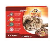 Cat Food Pouch Propesko Pouch Cat Chicken + Beef + Game + Lamb 12 × 100g - Kapsička pro kočky