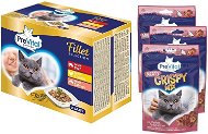 Prevital Naturel stewed fillets in sauce 12 × 85 g + PreVital snack meat mix 3 × 60 g - Cat Food Pouch