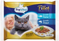 PreVital NATUREL Stewed Fillets of Tuna and Trout in Jelly  4 × 85g - Cat Food Pouch