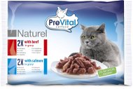 PreVital NATUREL dusené filetky s hovädzím a lososom v omáčke 4× 85 g - Kapsička pre mačky