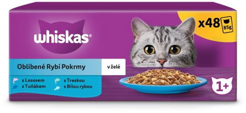 Whiskas kapsičky oblíbené rybí pokrmy v želé pro dospělé kočky 48 × 85 g - Kapsička pro kočky - Hlavní obrázek