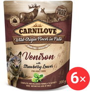 Carnilove Dog Pouch Paté Venison with Strawberry Leaves 6 × 300 g - Kapsička pro psy