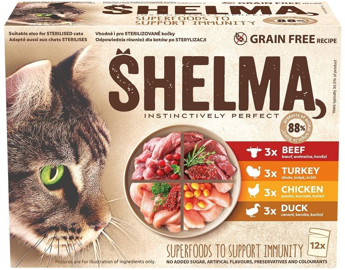 Shelma Cat Food Pouch 4 Types of Meat 12 85g Cat Food Pouch