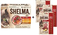Shelma bezobilné dusené filetky 4 druhy mäsa 12× 85 g + Shelma bezobilné mäsové tyčinky hovädzie 3× 15 g - Kapsička pre mačky