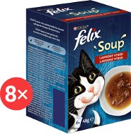Felix Soup Lahodný výběr s hovězím, kuřetem a jehněčím 6 × 48 g 8 ks - Cat Food Pouch