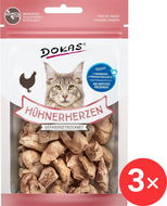 Dokas – Mrazom sušené kuracie srdiečka pre mačky 3× 15 g - Maškrty pre mačky