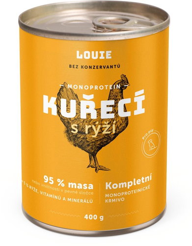 LOUIE Complete food chicken (95%) with rice (5%) 400 g - Canned Dog Food - Main image
