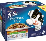 Felix Fantastic Duo Delicious Meat Selection in Jelly with Vegetables 12 × 100g - Cat Food Pouch