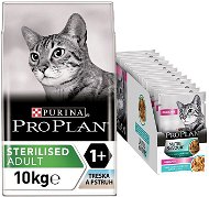 Pro Plan Cat Sterilised treska & pstruh 10 kg + Pro Plan Cat Delicate Morské ryby kapsička 26× 85 g - Granule pre mačky