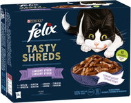 Felix Tasty Shreds alutasakos macskaeledel, marhahús, csirke, lazac, tonhal szószban, 12 x80 g - Alutasakos macskaeledel