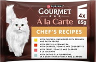 Gourmet A La Carte alutasakos macskaeledel, csirke, marha, pisztráng, tőkehal, 4×85 g - Alutasakos macskaeledel