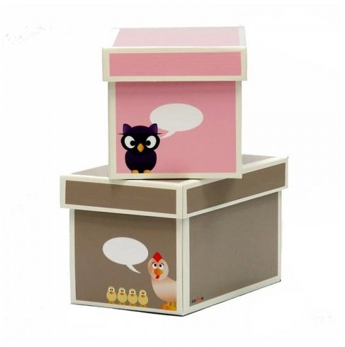 Kroom Smaller box 2 pcs, 21 × 26 × 15 cm, pink and brown - Storage Box - Main image