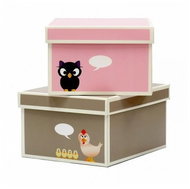 Kroom Krabice větší 2 ks, 28 × 35 × 15 cm, růžová a hnědá - Úložný box