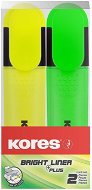 KORES BRIGHT LINER PLUS sada 2 farieb (žltá, zelená) - Zvýrazňovač