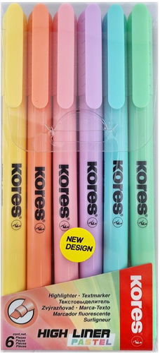KORES HIGH LINER PASTEL sada 6 barev - Zvýrazňovač - Hlavní obrázek