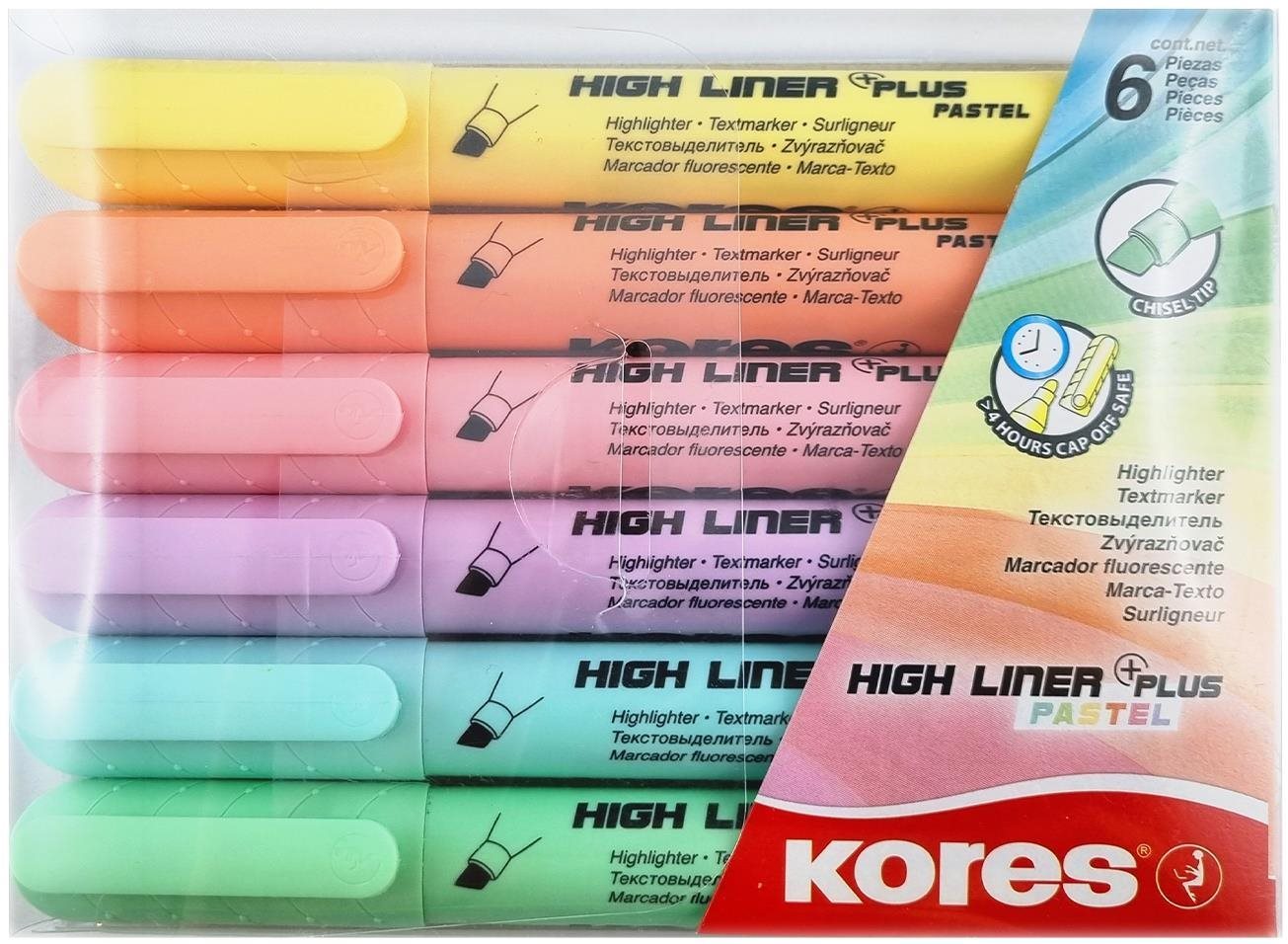 Surligneurs Kores Bright Liner Plus – 4 Couleurs Pastel, Pointe Biseautée, Encre Résistante UV - 11