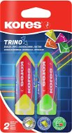 Radír KORES TRINO háromszögletű, színek keveréke - 2 db-os csomag - Guma