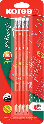 KORES Graphitos Mathmagic HB, Triangular - Set of 4 - Pencil - Main image