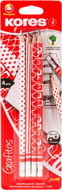 KORES Grafitos HB, Triangular, Red and White - Set of 4 - Pencil