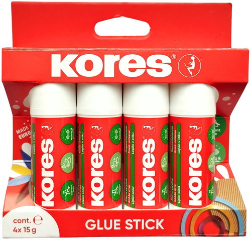 KORES Klebestift 4 × 15 g - Fester Kleber - Hauptbild