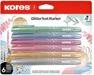 KORES Glitter Text Marker - set of 6 colours - Highlighter