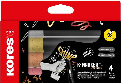 KORES K-Marker Metallic Set 4 Stk., Metallic-Farben (gold, silber, kupferfarben, chrom-rosa) - Marker-Set - Hauptbild
