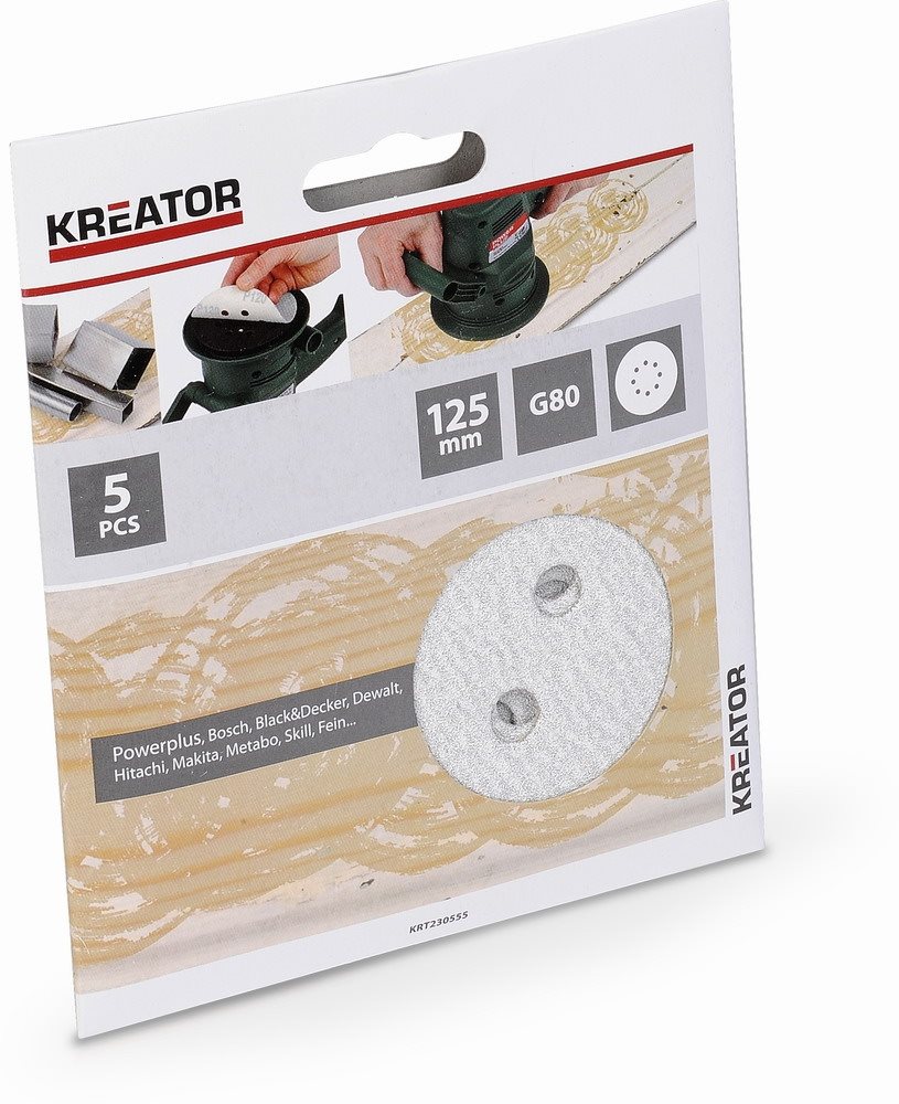 Kreator KRT230555 Csiszolópapír készlet festékhez, G80 / 125 mm, 5 db