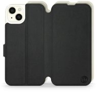 Mobiwear Soft Touch flip pro Apple iPhone 15 Plus - Černé & Béžové - Phone Case