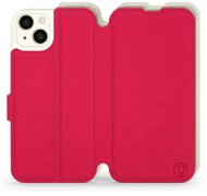 Mobiwear Soft Touch flip na Apple iPhone 15 Plus - Červené & Béžové - Puzdro na mobil